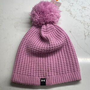 Under Armour Pink Pom Beanie | Women’s One Size | Knit Hat